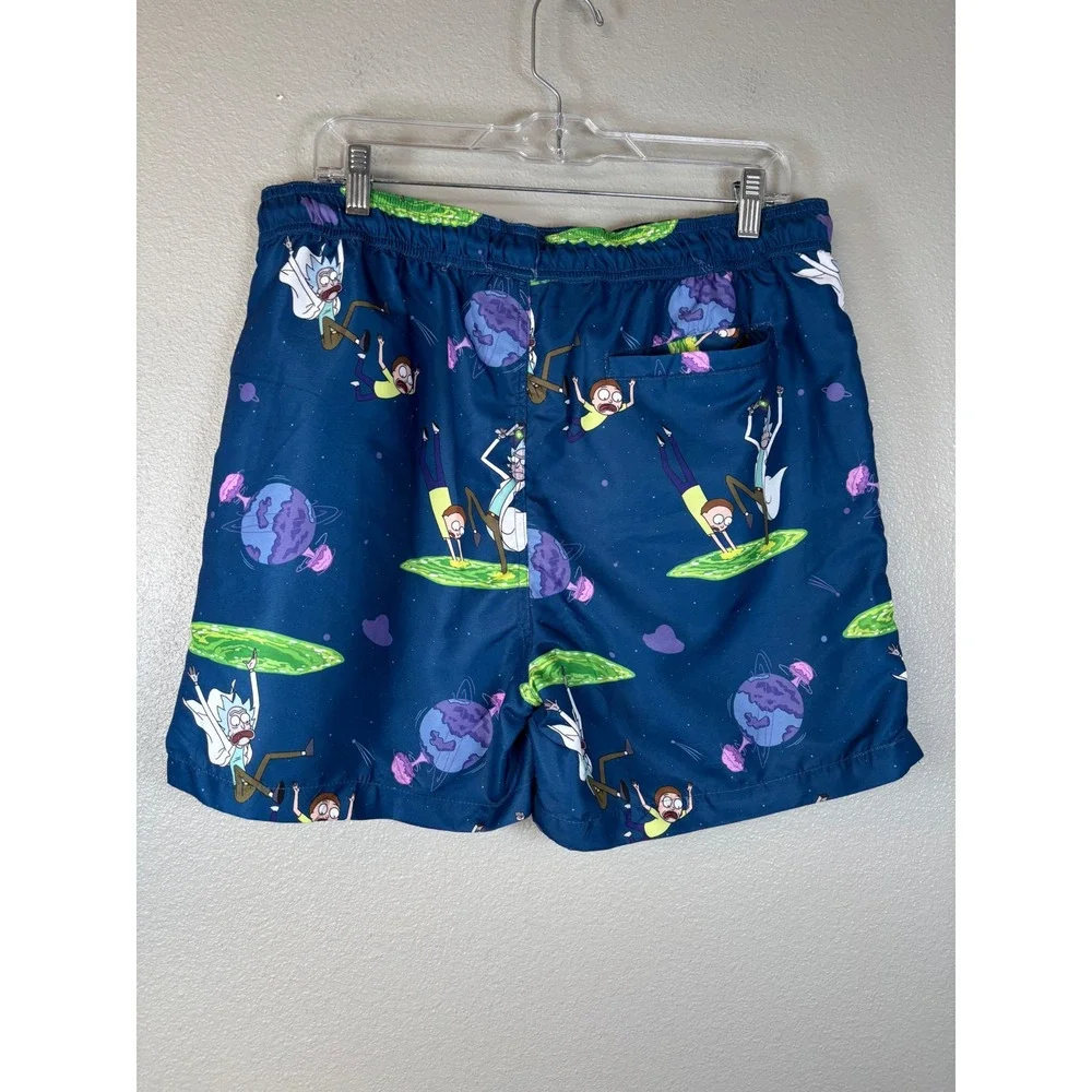 OppoSuits Rick and Morty Swim Trunks Mens L Blue Space Portal Board Shorts NWT